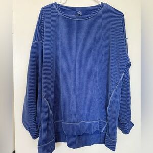 Altar'd State Blue Ribbed Knit Top
